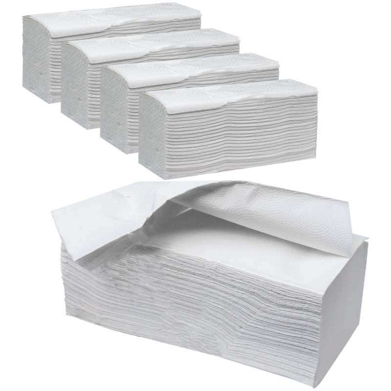 Prosoape de hartie pliate tip V-Fold, Sovio, 2 straturi, albe, 25X21 CM